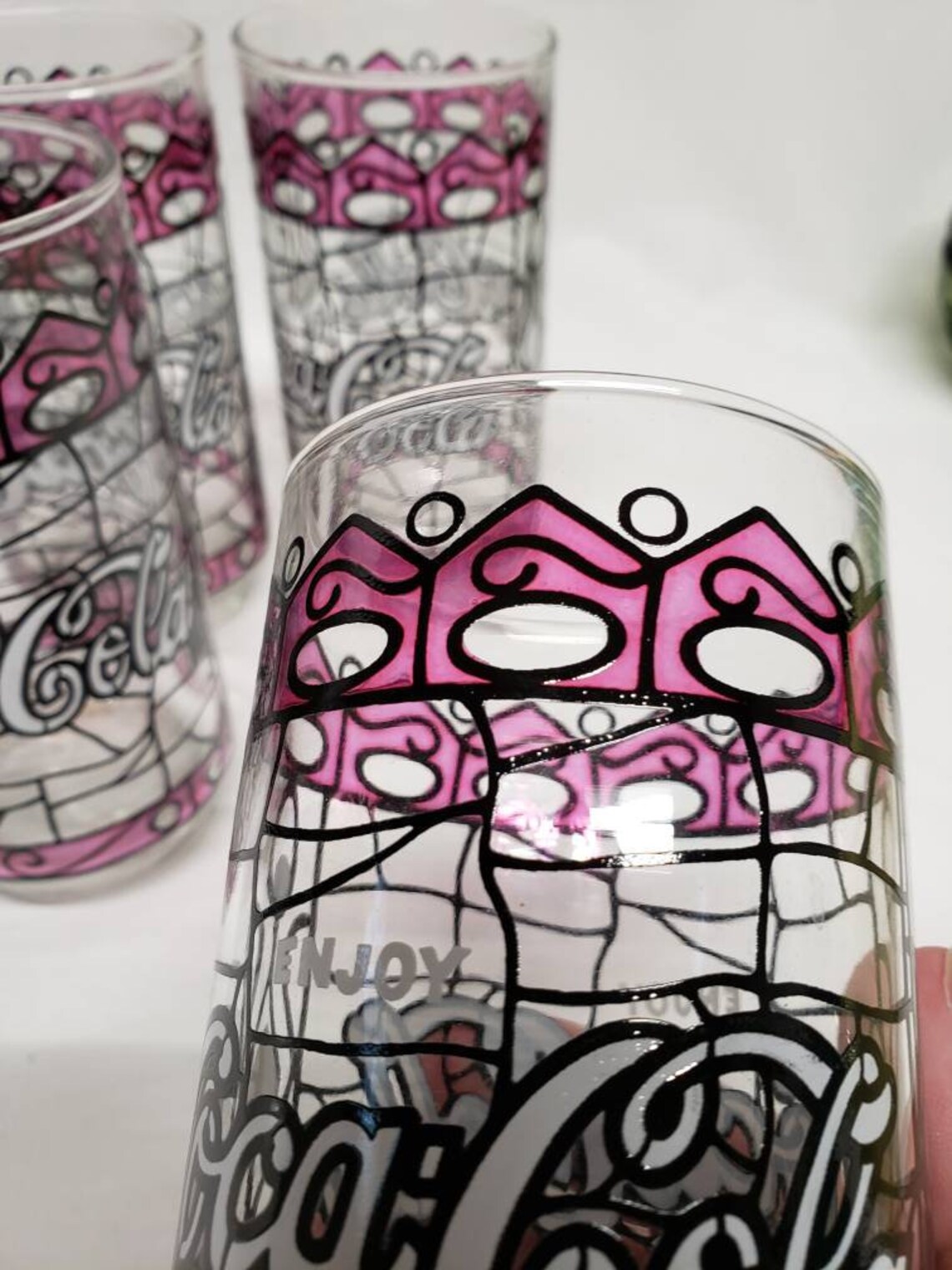 tiffany style coca cola glasses