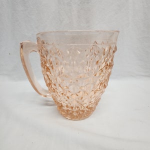 Vintage Jeanette  Pink Depression Glass Pitcher, Lemonade / Water Pitcher, Vintage Kitchen, butron and bow pattern