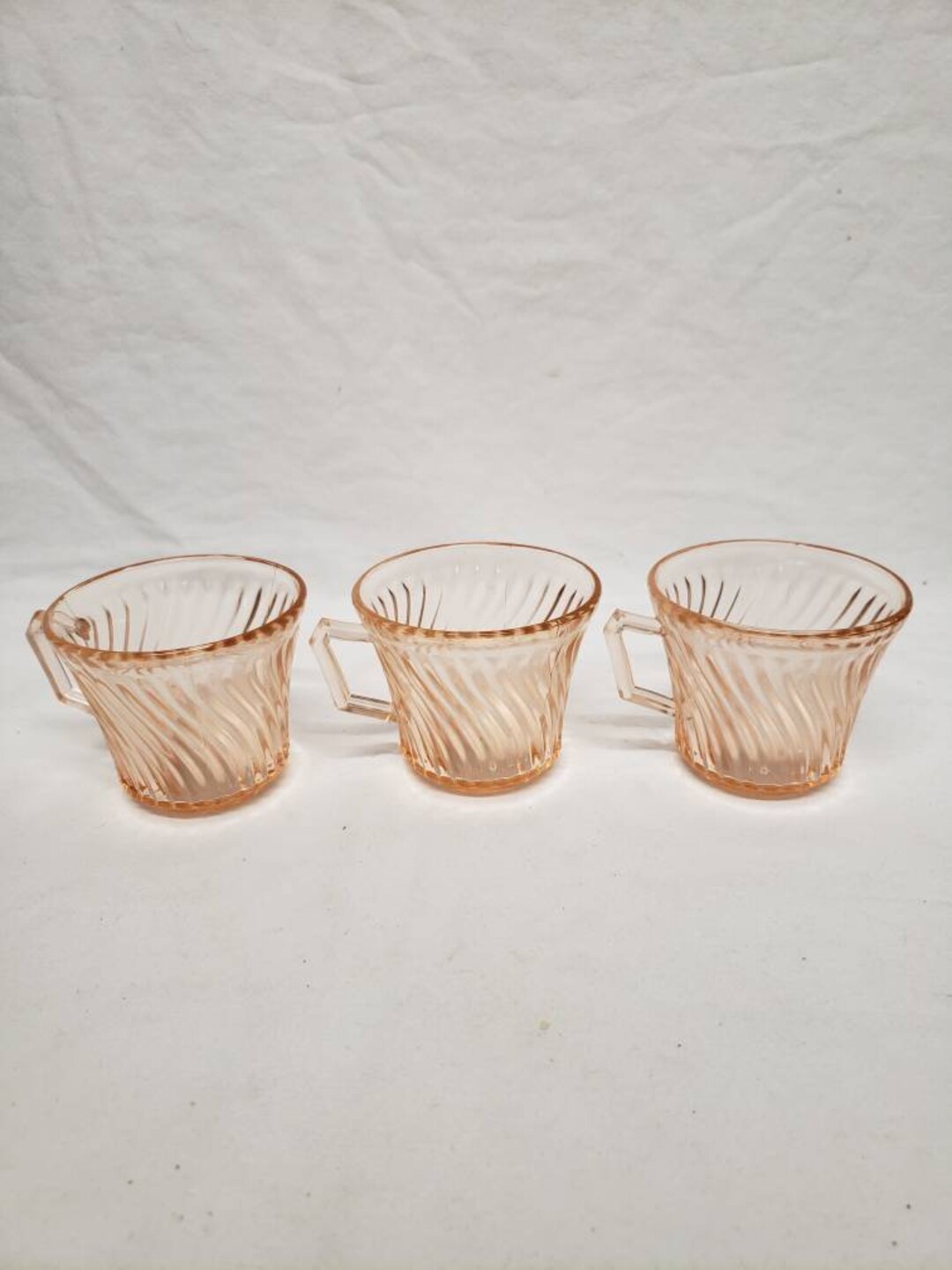 Vintage Pink Depression Glass Tea Cups Federal Glass Diana Etsy