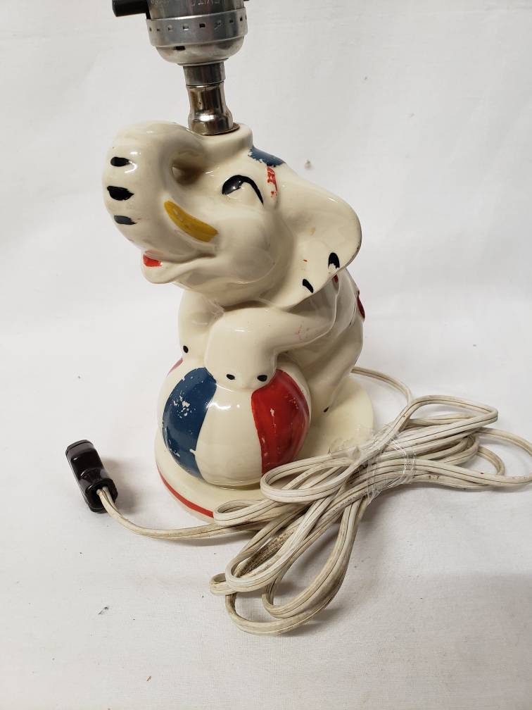 Vintage Elephant Table Lamp Ceramic nursery lamp mid century Etsy
