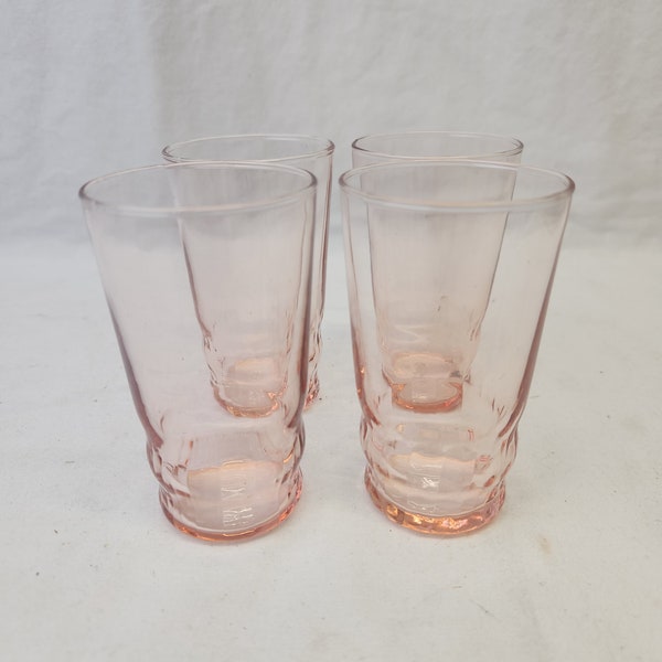 Pink Depression Glass Juice Glasses, 3.25" Tall, Anchor Hocking , Set Of 4