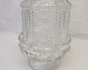 Vintage LE Smith Fairy Lamp / Courting Lamp,  Stars and Bars in clear glass