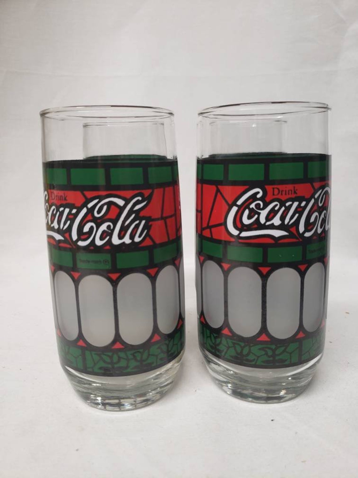 tiffany style coca cola glasses