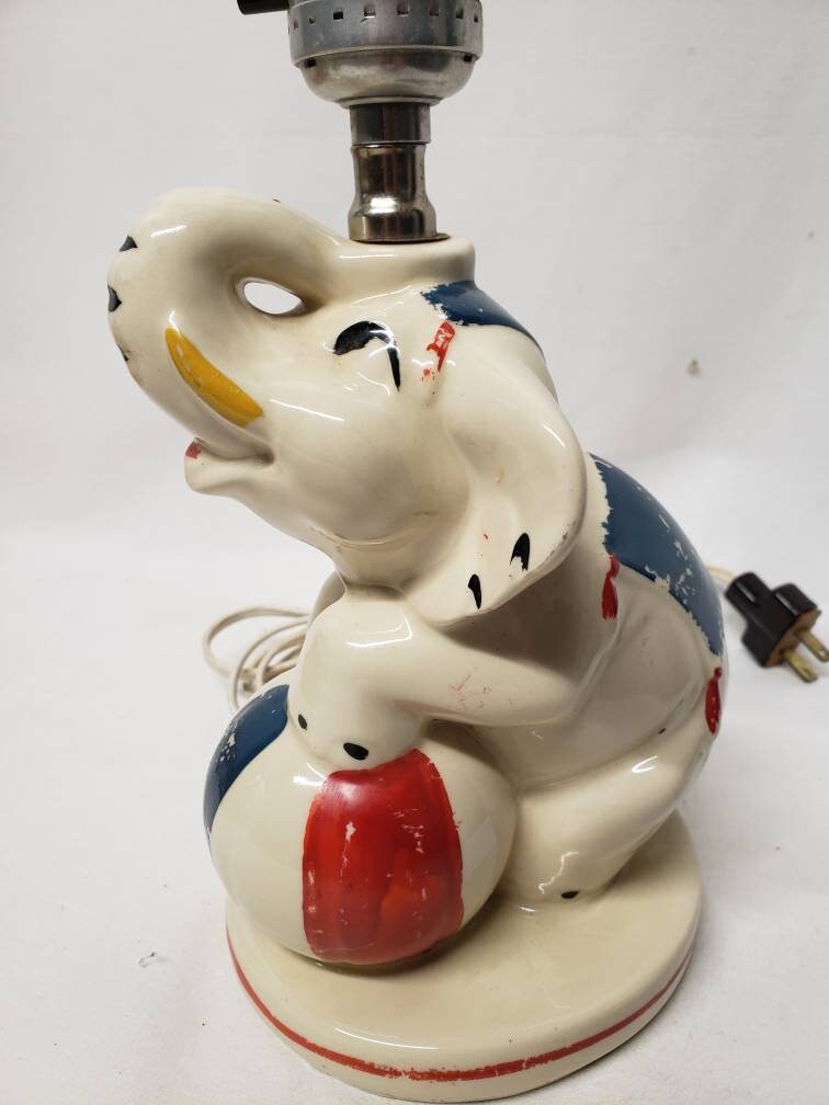 Vintage Elephant Table Lamp Ceramic nursery lamp mid century Etsy