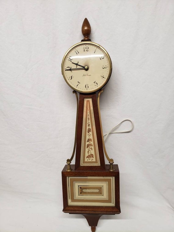 Vintage MCM Seth Thomas Banjo Clock Honestead Design Wood and Etsy