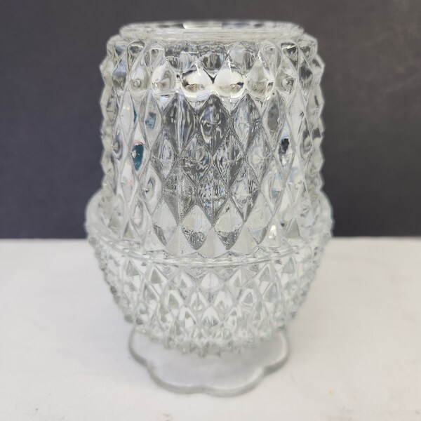 Vintage Fairy Lamp, Indiana Glass Co diamond point clear glass, courting lamp