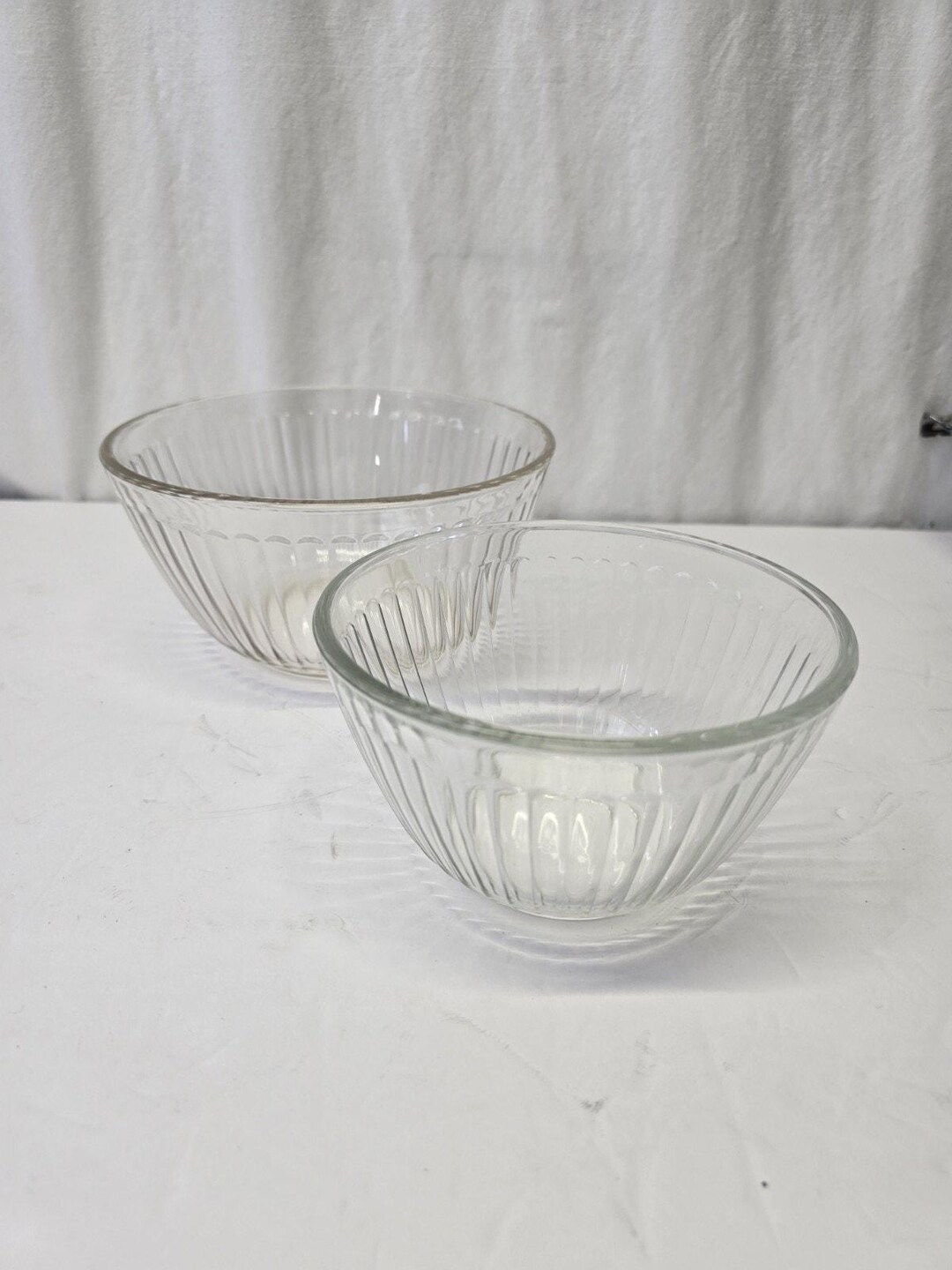 Vintage Pyrex Clear Ribbed Glass Bowls, 5.5