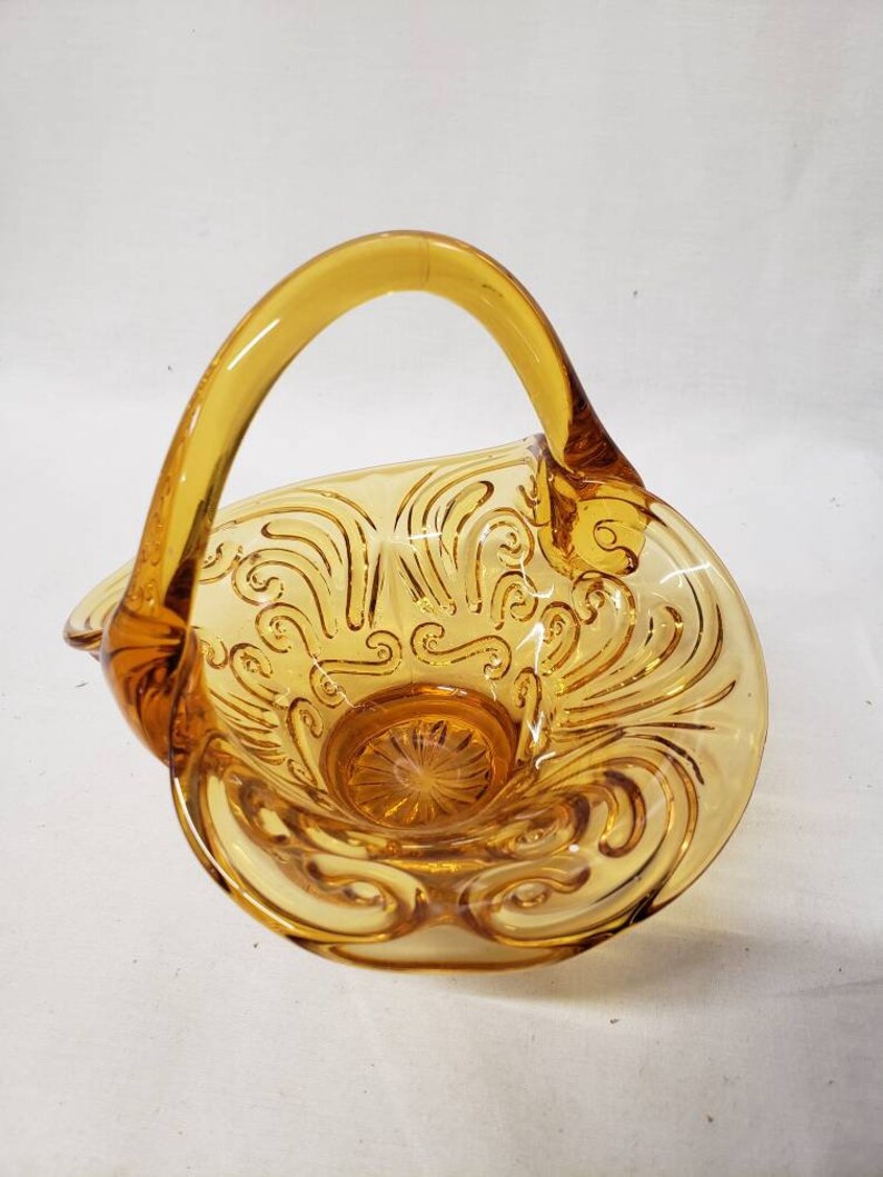 Vintage Amber Tiara Glass Basket Indiana Glass Basket Etsy