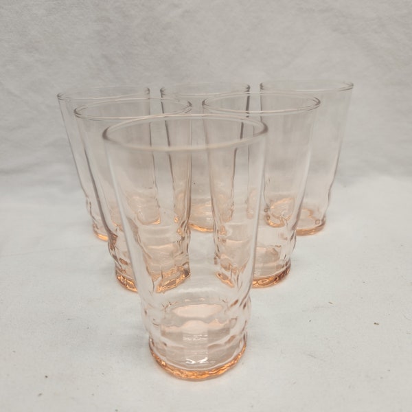 Pink Depression Glass Juice Glasses, 3.25" Tall, Anchor Hocking , Set Of 6