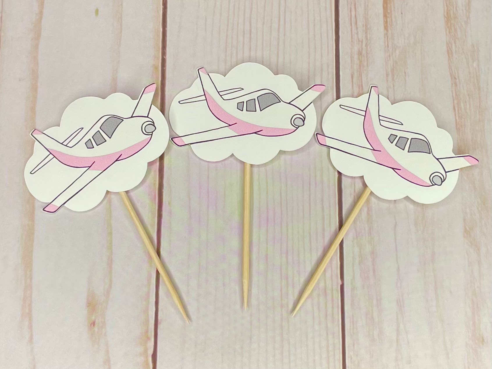Piper Airplane cupcake toppers airplane cake topper aviation Etsy