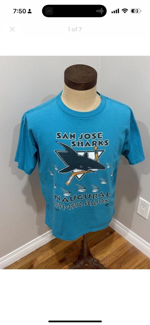 San Jose Sharks 91/92 Inaugural Season Salem Sportswear Hockey Shirt Mens L