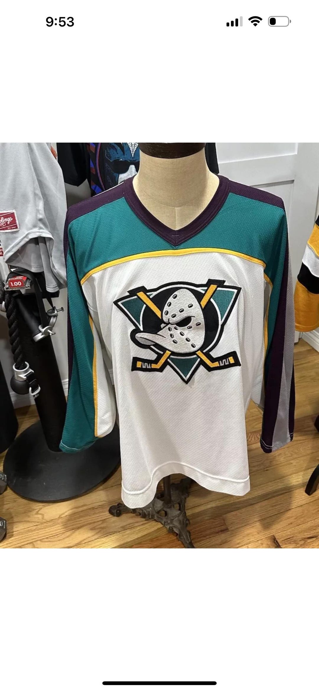 Maillot Vintage CCM Anaheim Mighty Ducks Taille L – Paul Kariya, Occasion, Fabriqué Canada