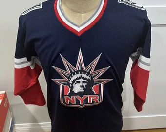 Large Mens New York Rangers Jersey men L Lady Liberty blue retro Starter  nhl
