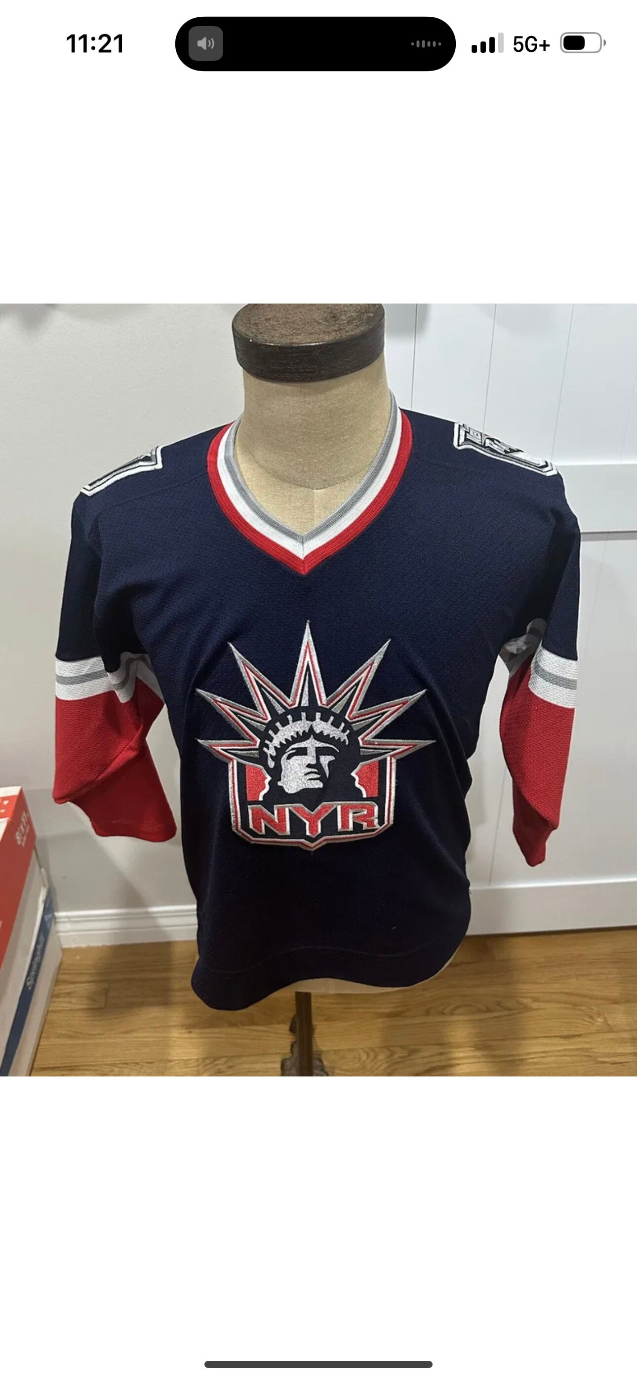 New York Rangers Rare Retro Black Lady Liberty CCM Center Ice Jersey Medium