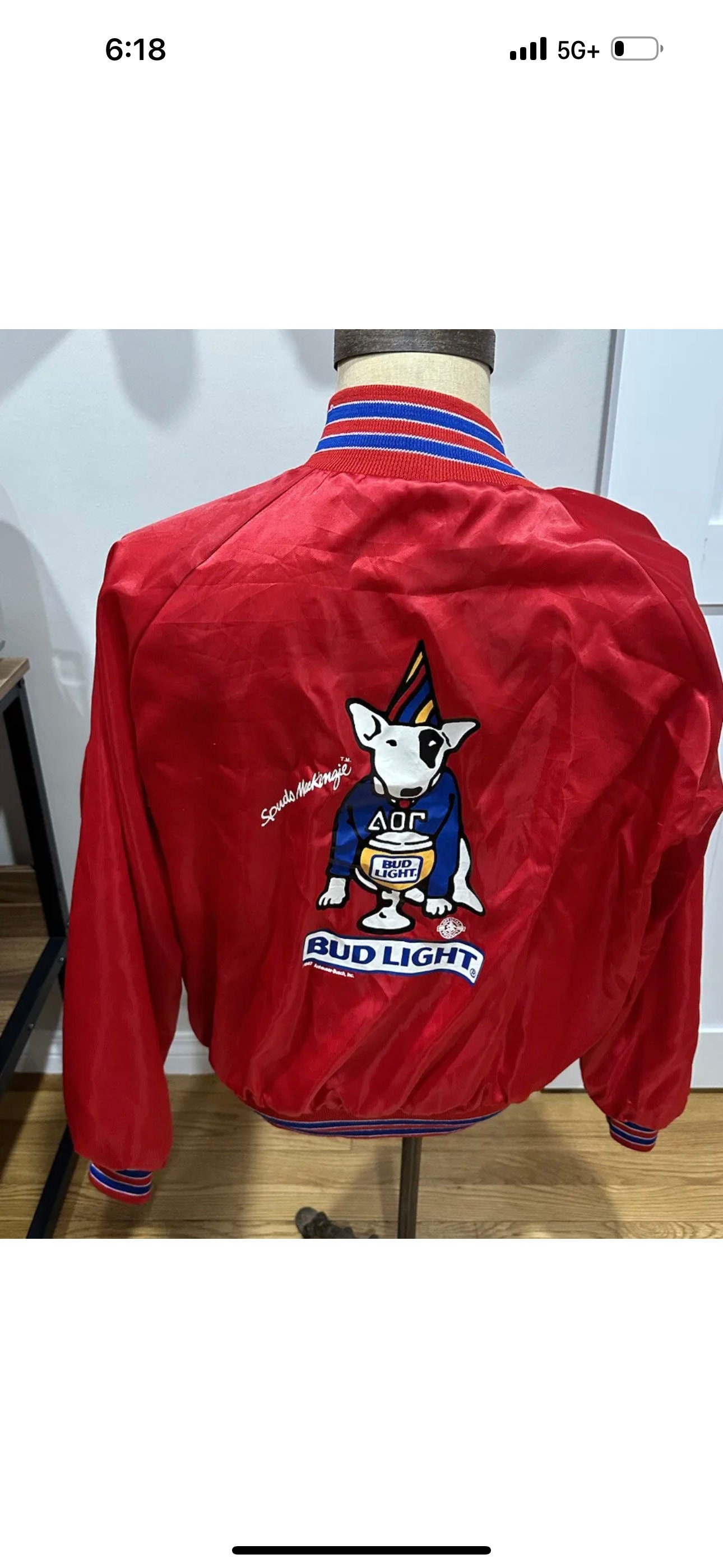 Vintage 80s Spud Mackenzie Bud Light Satin Double Sided Bomber 
