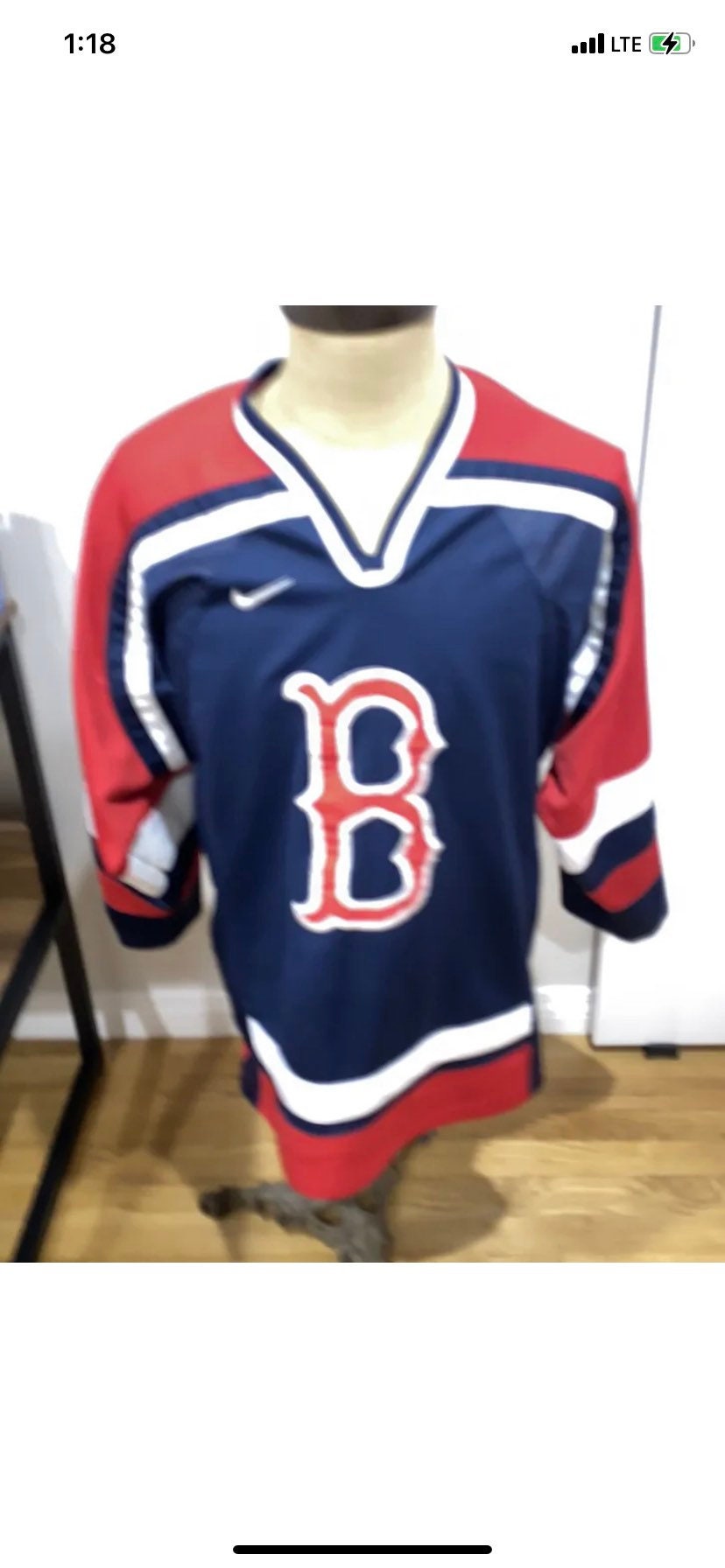 Vintage 90 s Nike MLB Boston Red Sox Baseball Hockey Jersey Mens Medium