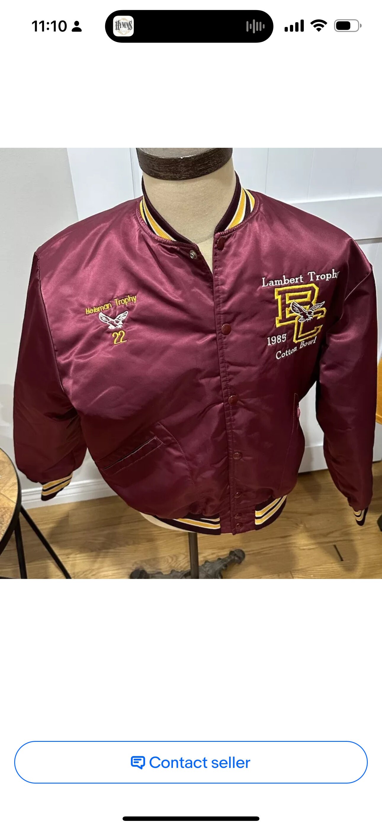 Vintage Boston College Doug Flutie 1985 Cotton Bowl Satin Lined 