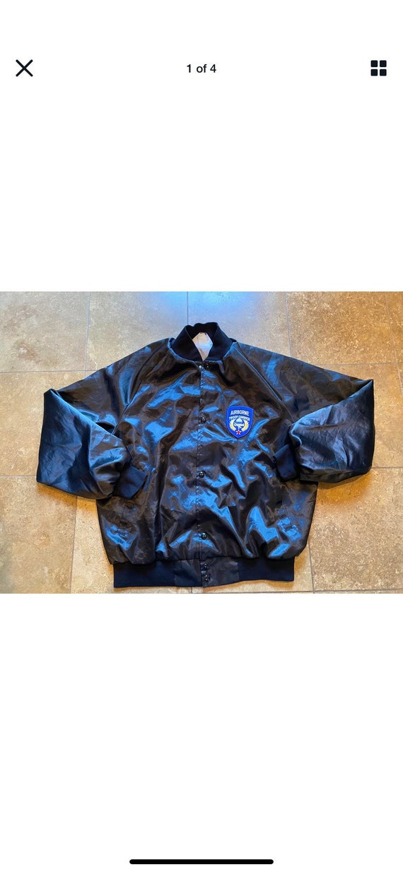 Vintage WW2 Airborne Troop Carrier Black Satin Jac