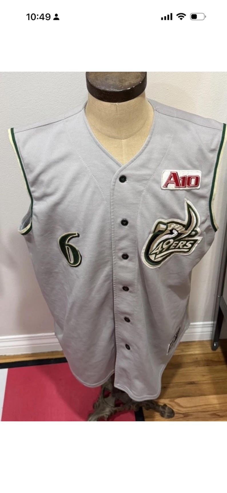 UNC Charlotte 49ers Game Worn Used Atlantic 10 Baseball AIS Jersey Mens 52 afbeelding 1