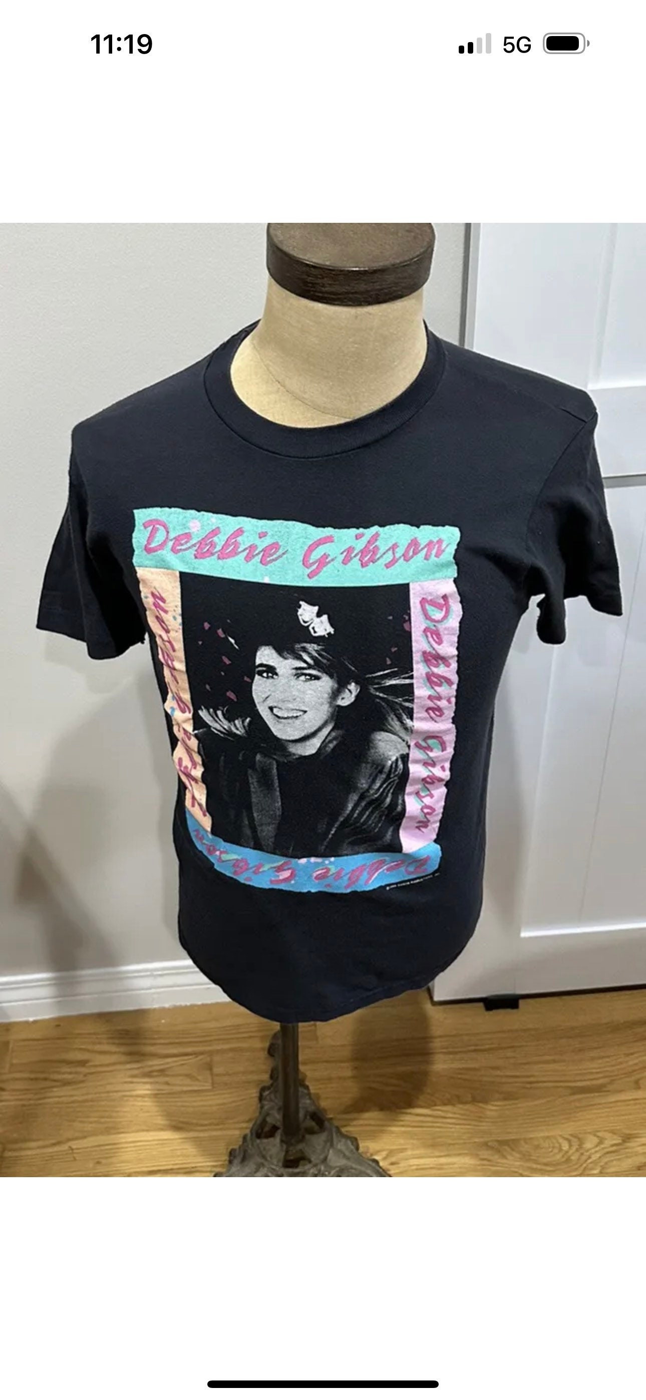 80s/DEBBIE GIBSON/デビーギブソン/Tシャツ/HANES/黒/L-