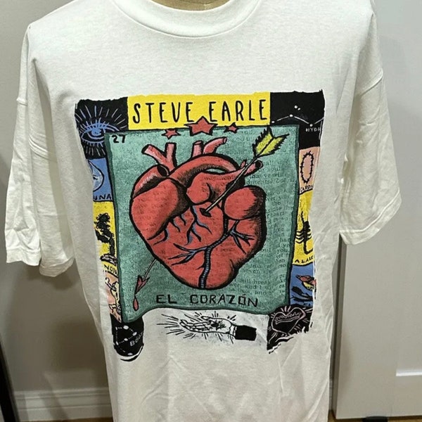 WINTER LAND STEVE EARLE Band T-shirt, Made in USA, Men's XL cotton Charcoal Vintage Second Hand