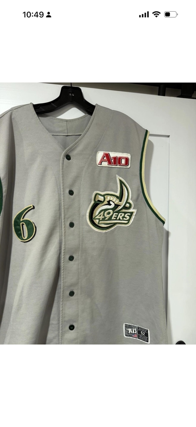 UNC Charlotte 49ers Game Worn Used Atlantic 10 Baseball AIS Jersey Mens 52 afbeelding 5