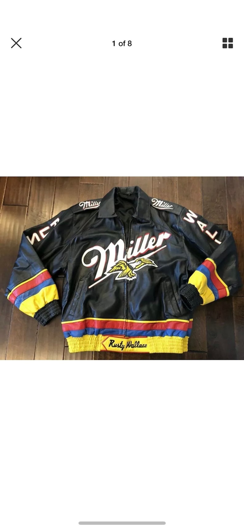 Rusty Wallace Miller Racing Leather Motorcycle Leather JacketMens XL