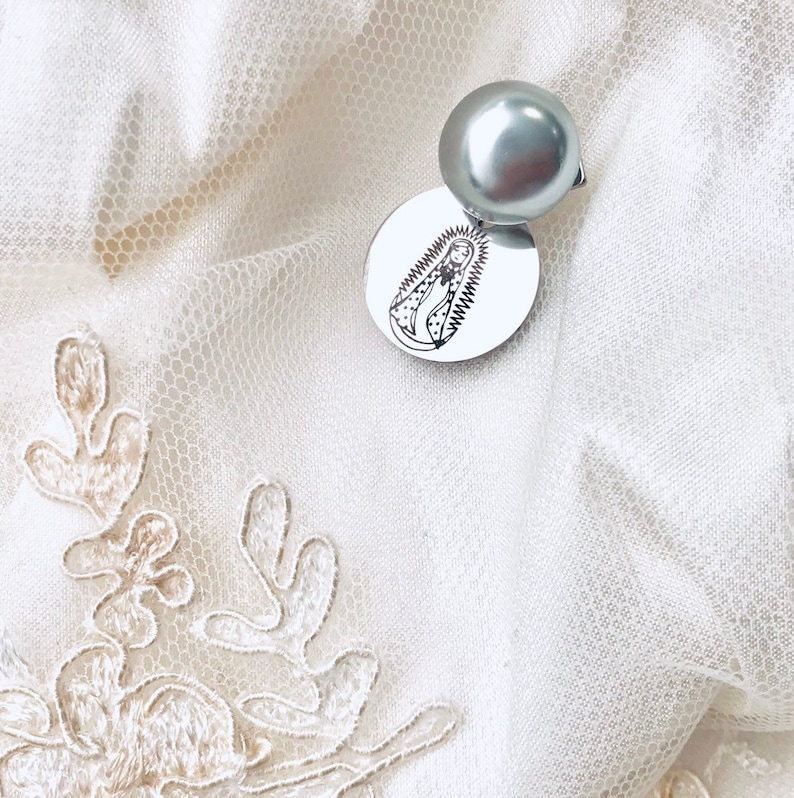 Catholic Pin Baptism Gift idea Stroller Pin Baptism gown Guadalupe