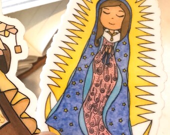 Our Lady of Guadalupe Vinyl Sticker, Virgin Mary Sticker, Catholic imagery, Catholic Sticker