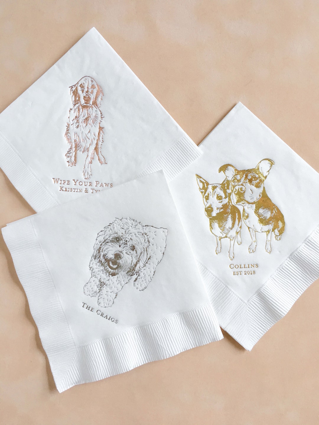 ONE PET, Cocktail Napkins, Custom, Wedding Decor Etsy