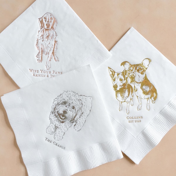 ONE PET, servilletas de cóctel, personalizadas, decoración de bodas