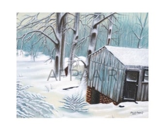 Peaceful Morn, Snowy Morning, The Meadow, Winter Scene, Old Shed, Winter View
