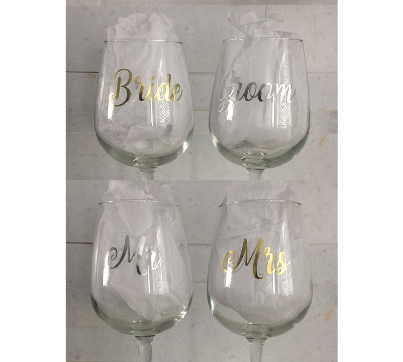 Mr And Mrs Stickers Bride And Groom Stickers Wine Glass Etsy