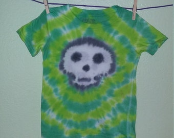 tie dye t-shirt skull size 4t/5t green skeleton / swirling spiral tee / hippie t shirt / unisex kids toddler child 4/5 handmade