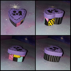 ring box Nightmare Before Christmas heart shaped / jewelry keepsake jack skellington & sally engagement wedding proposal image 2