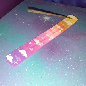 incense holder Sunset with clouds / pink yellow orange purple witch altar burner stick / space celestial stars / fragrance decor day & night