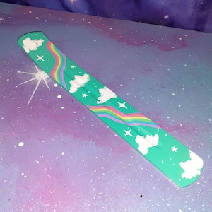 incense holder pastel rainbow with clouds / burner fragrance decor / space celestial cute kawaii fairy kei stars pride prism sky