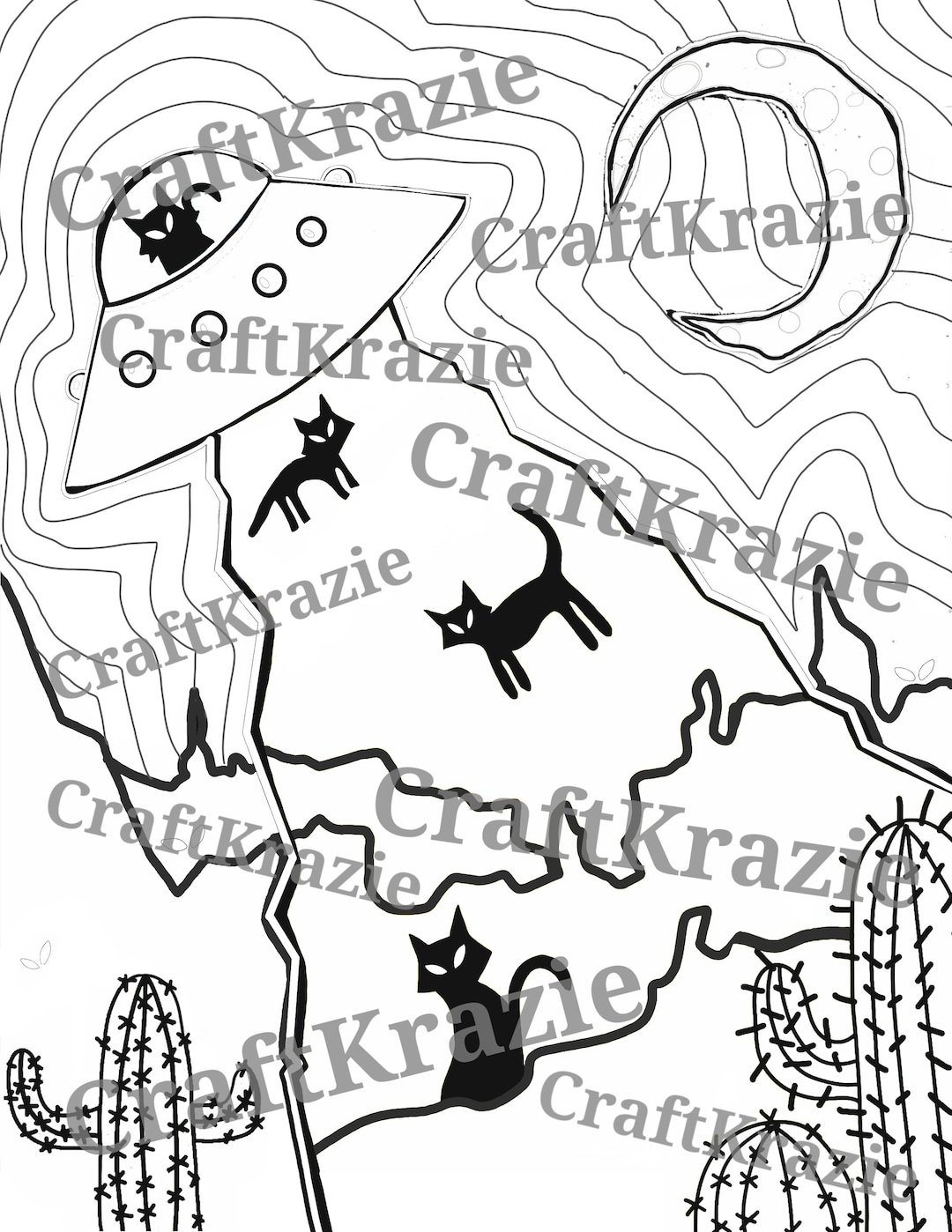 Cats Are Aliens Coloring Page Download / Trippy Alien Cat Desert Cacti ...