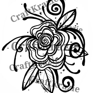 Rose coloring page download / flower swirls groovy trippy fairy tattoo / adult color pages image 1