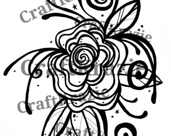 Rose coloring page download / flower swirls groovy trippy fairy tattoo / adult color pages