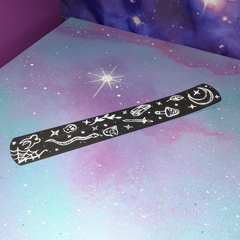 Black & White Witchy Doodle Incense Burner / Stick Holder Etsy