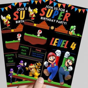 Eleve o nível da comemoração do seu filho com convites fáceis de editar para a festa do Mario - Compre hoje mesmo!