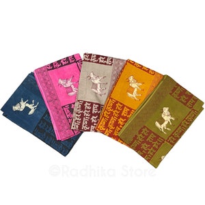 Mahamantra With Surabhi Cow - Block Print Chadar - Choose Color