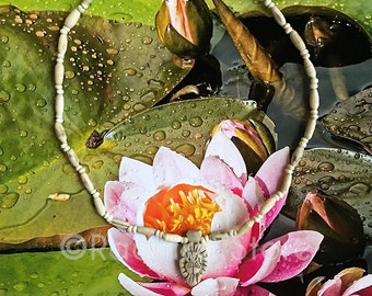 Radha Lotus Feet Small Pendant -Tulsi Necklace