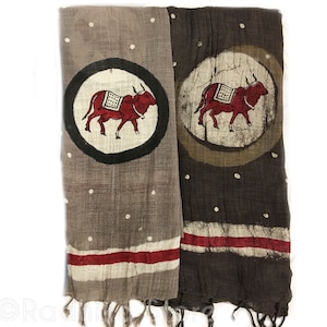 Tie Dye Chadar - Vrindavan Cows Logo - Vrindavan Dust or Brown Cow