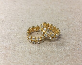 White Diamond Rhinestone Bangles/Anklets - Set of 2 - 4 Sizes