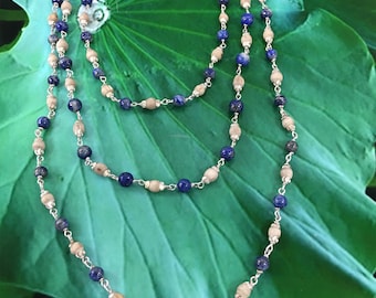Tulsi- Lapis Blu - Collana Catena Argento - 18" o 24" Pollici Con Chiusura - Piccolo