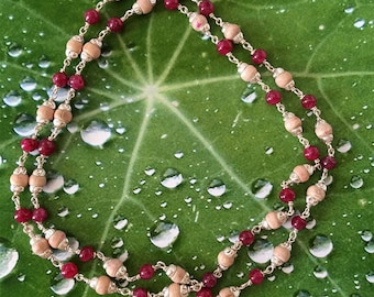 Tulsi Con Rubini Semi Preziosi E Collana A Catena In Argento