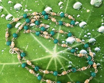 Tulsi con turchese verde e collana a catena in argento