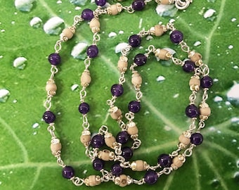 Collana Tulsi Con Ametista E Catena In Argento